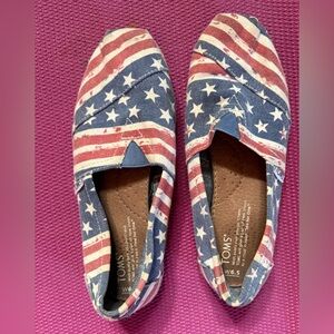 Toms Americana Flag Slip-On Shoes in Blue, Red, White